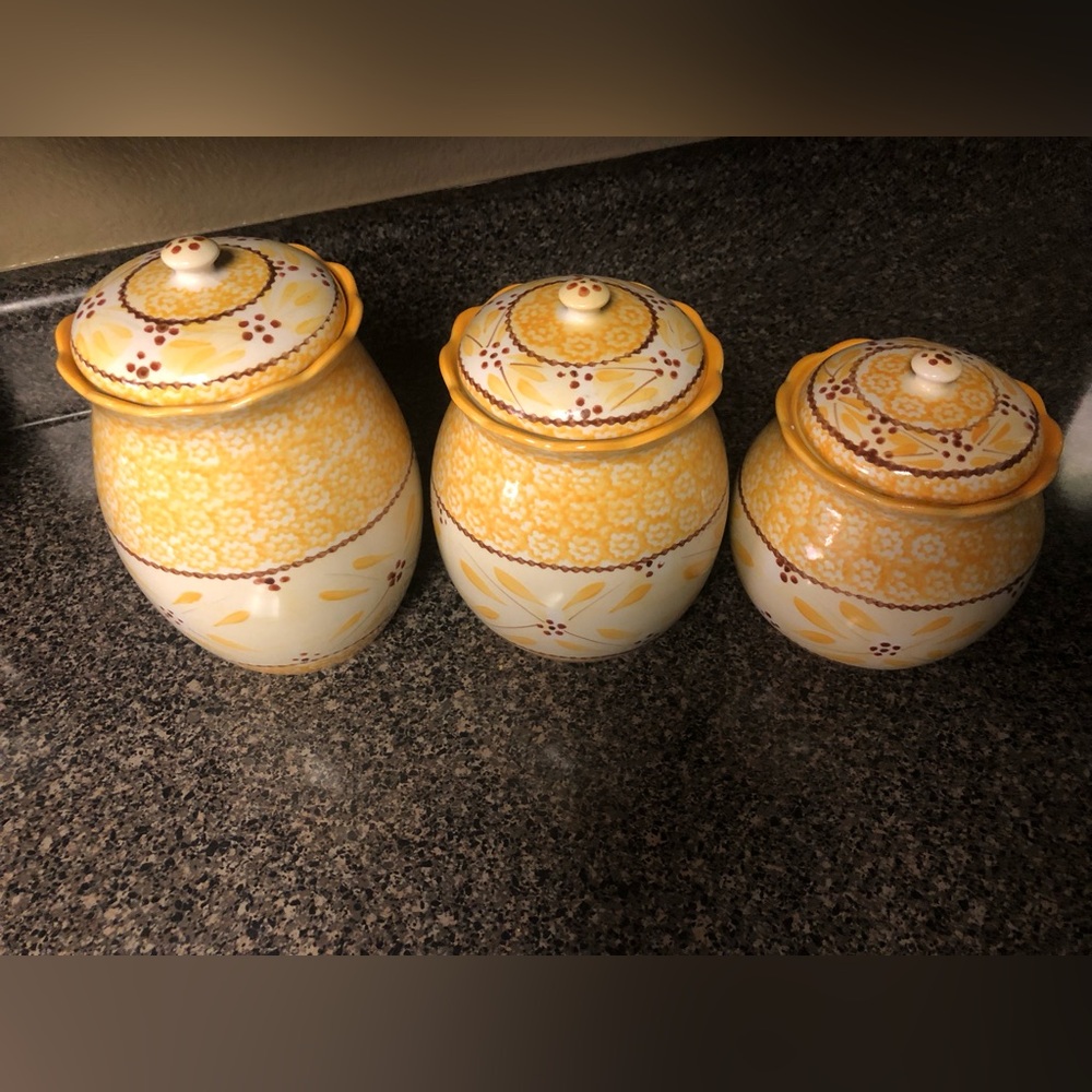 Temptations by Tara Old World Yellow Canister Jars